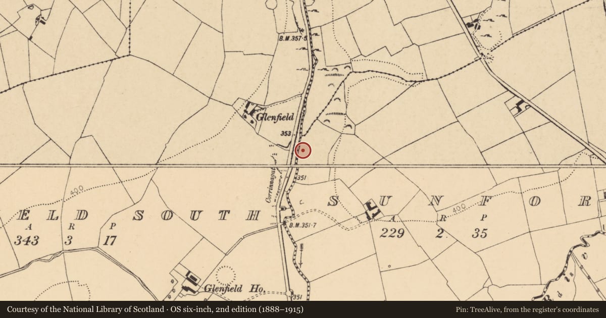 Ordnance Survey six-inch map, 2nd edition (1888–1915) covering the location of Enclosure, Sunfort, County Cork, with a pin at the register's coordinates