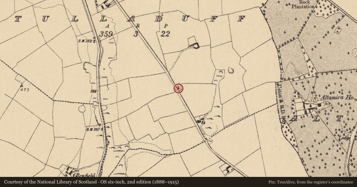 Ordnance Survey six-inch map, 2nd edition (1888–1915) covering the location of Quarry, Tulladuff, County Cork, with a pin at the register's coordinates