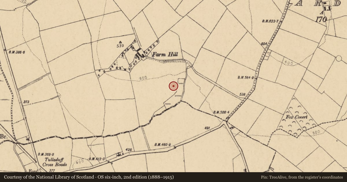 Ordnance Survey six-inch map, 2nd edition (1888–1915) covering the location of Burnt mound, Teeveeny, County Cork, with a pin at the register's coordinates