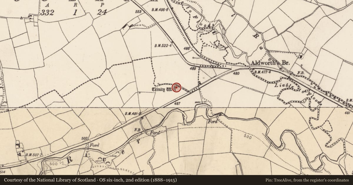 Ordnance Survey six-inch map, 2nd edition (1888–1915) covering the location of Fulacht fia, Curraduff, County Cork, with a pin at the register's coordinates