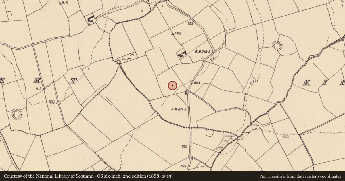 Ordnance Survey six-inch map, 2nd edition (1888–1915) covering the location of Fulacht fia, Cappanagoul, County Cork, with a pin at the register's coordinates
