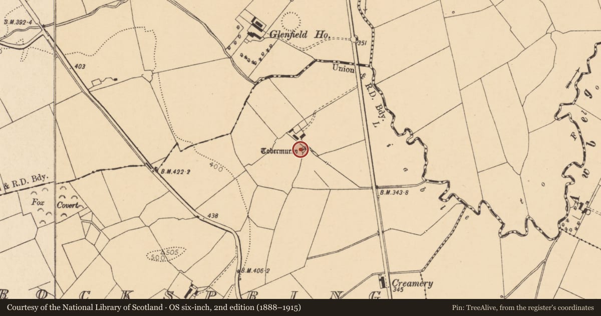 Ordnance Survey six-inch map, 2nd edition (1888–1915) covering the location of Ritual site - holy well, Rockspring, County Cork, with a pin at the register's coordinates