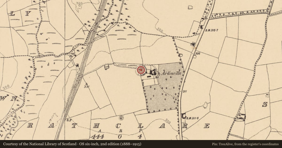 Ordnance Survey six-inch map, 2nd edition (1888–1915) covering the location of Ringfort - rath, Rathclare, County Cork, with a pin at the register's coordinates