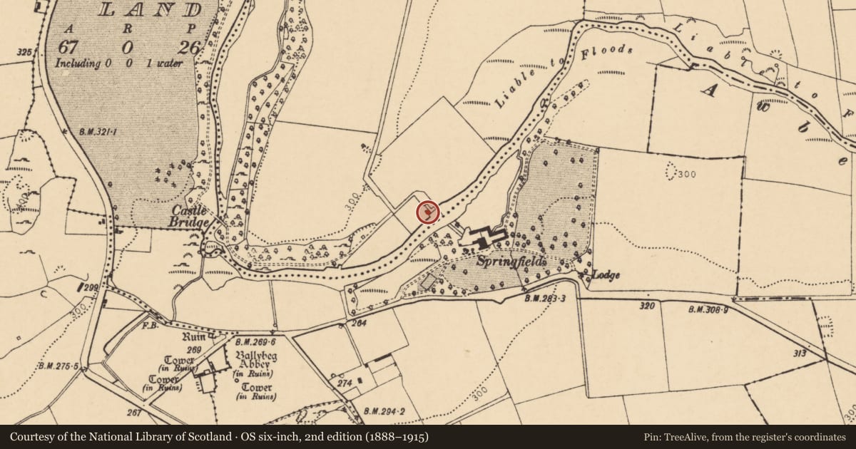 Ordnance Survey six-inch map, 2nd edition (1888–1915) covering the location of Country house, Waterhouse, County Cork, with a pin at the register's coordinates