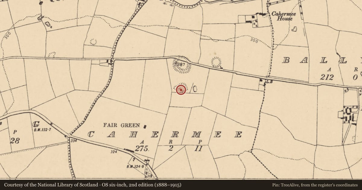 Ordnance Survey six-inch map, 2nd edition (1888–1915) covering the location of Quarry, Cahermee, County Cork, with a pin at the register's coordinates