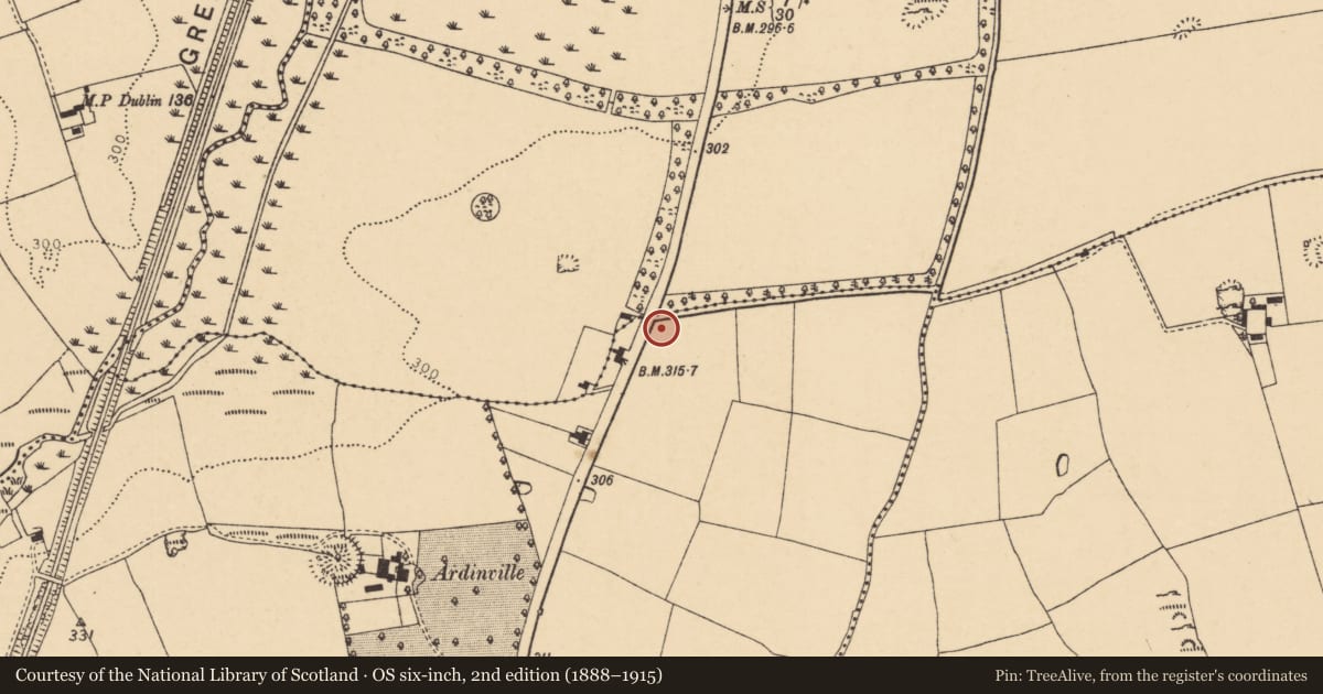 Ordnance Survey six-inch map, 2nd edition (1888–1915) covering the location of Enclosure, Rathclare, County Cork, with a pin at the register's coordinates