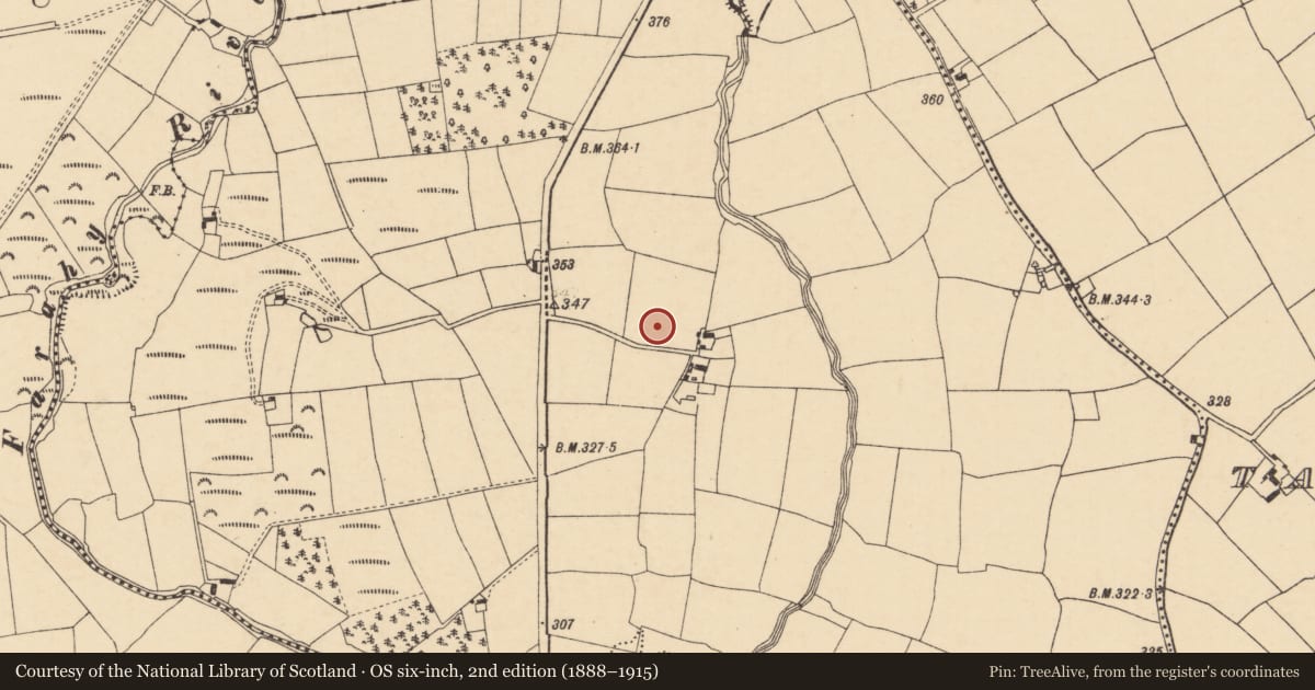 Ordnance Survey six-inch map, 2nd edition (1888–1915) covering the location of Earthwork, Ballyshonock, County Cork, with a pin at the register's coordinates