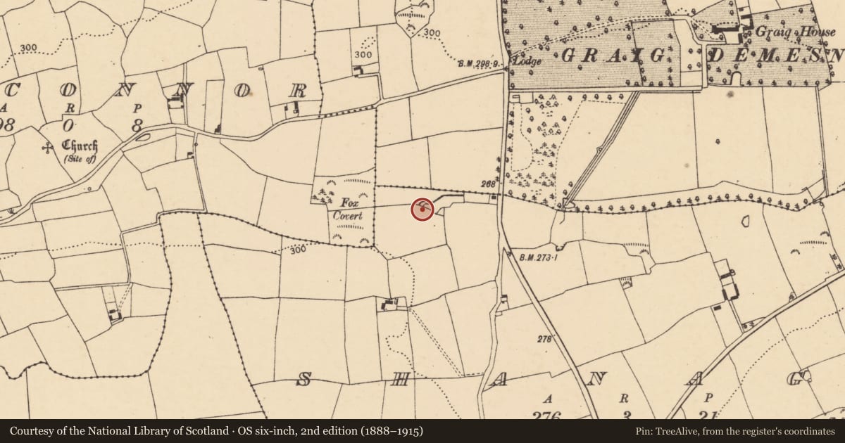 Ordnance Survey six-inch map, 2nd edition (1888–1915) covering the location of Fulacht fia, Shanagh, County Cork, with a pin at the register's coordinates