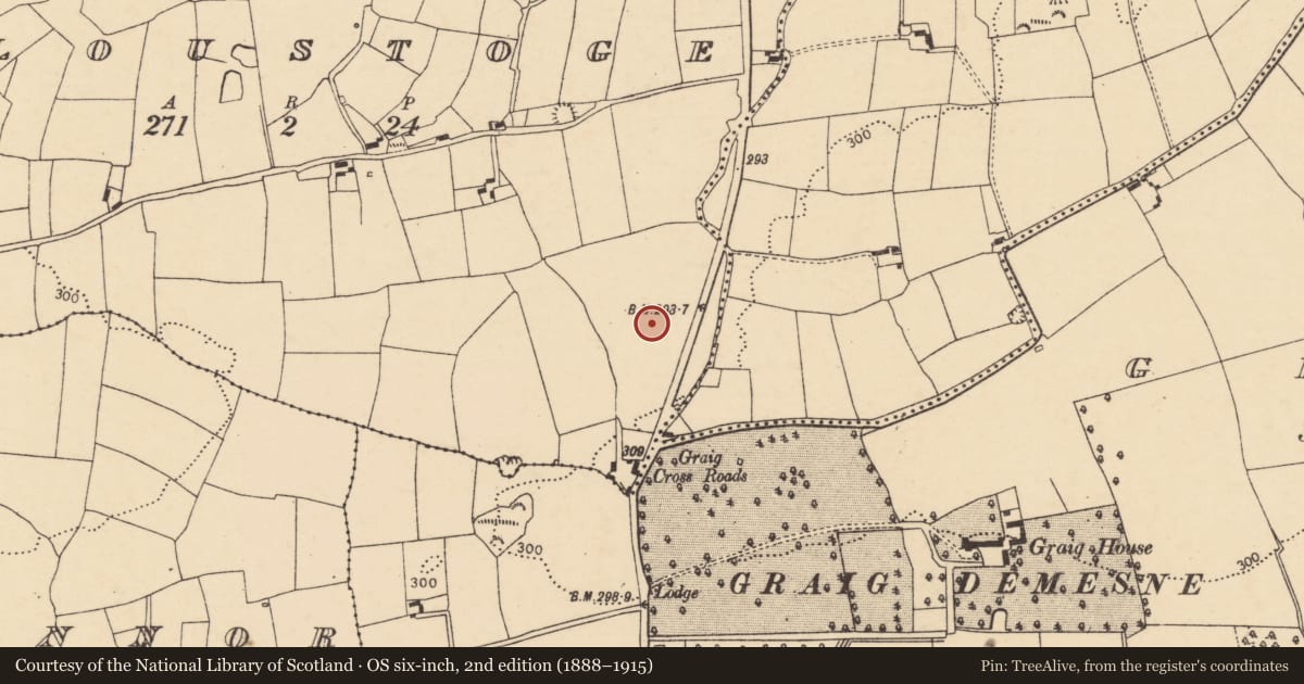 Ordnance Survey six-inch map, 2nd edition (1888–1915) covering the location of Burnt mound, Cloustoge, County Cork, with a pin at the register's coordinates