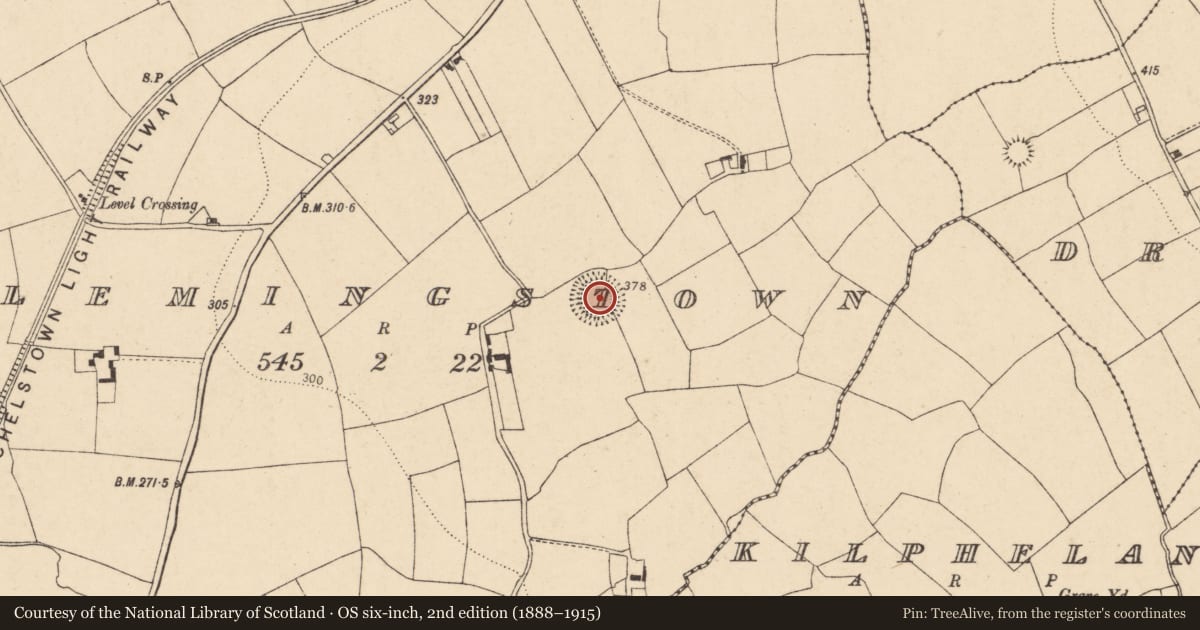Ordnance Survey six-inch map, 2nd edition (1888–1915) covering the location of Ringfort - rath, Flemingstown, County Cork, with a pin at the register's coordinates