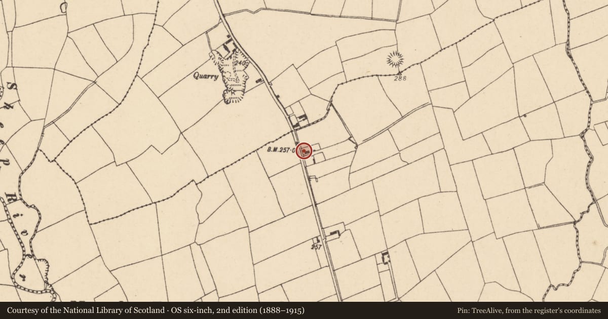 Ordnance Survey six-inch map, 2nd edition (1888–1915) covering the location of House - vernacular house, Marshalstown, County Cork, with a pin at the register's coordinates