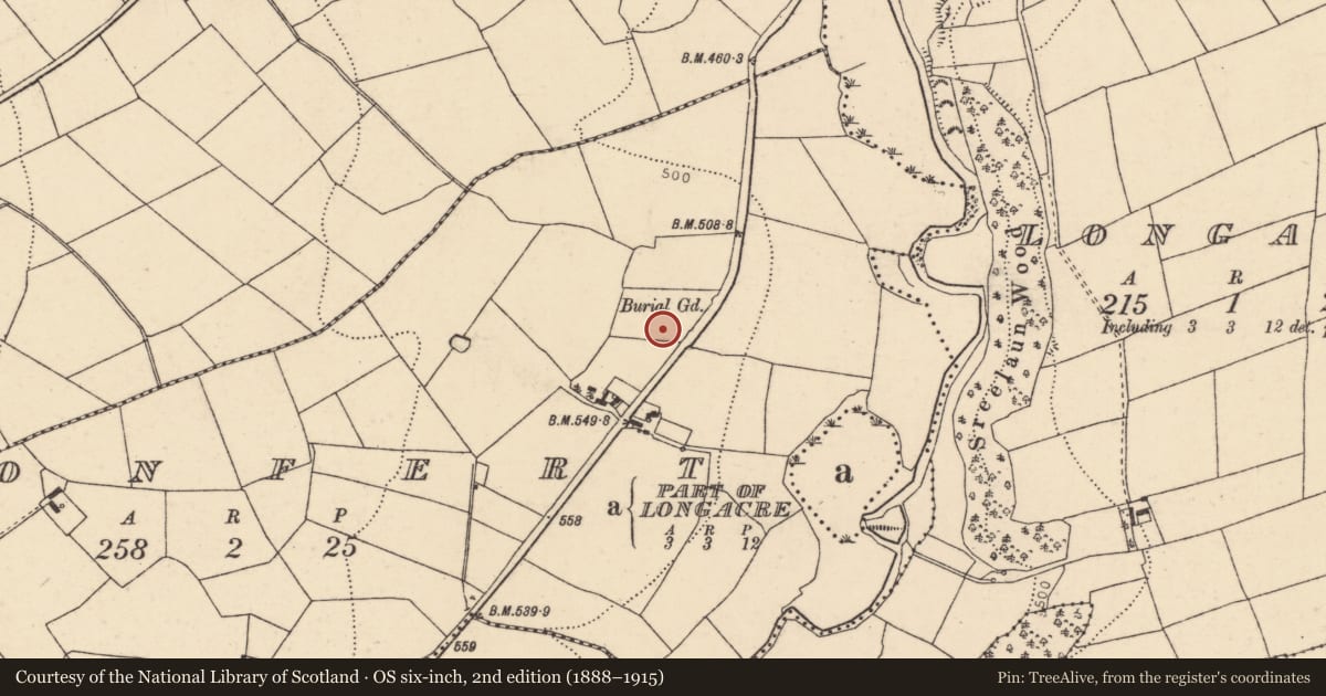 Ordnance Survey six-inch map, 2nd edition (1888–1915) covering the location of Church, Clonfert, County Cork, with a pin at the register's coordinates
