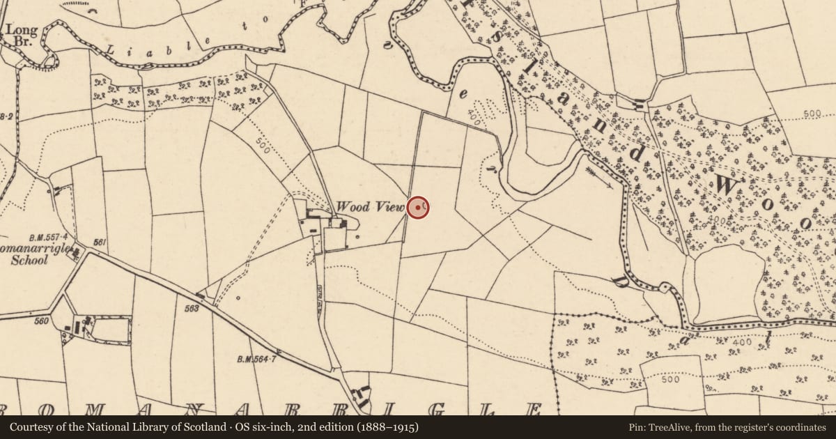 Ordnance Survey six-inch map, 2nd edition (1888–1915) covering the location of Enclosure, Dromanarrigle, County Cork, with a pin at the register's coordinates