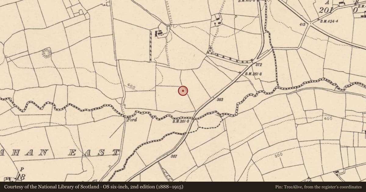 Ordnance Survey six-inch map, 2nd edition (1888–1915) covering the location of Souterrain, Cloongeel, County Cork, with a pin at the register's coordinates