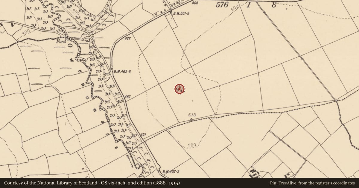 Ordnance Survey six-inch map, 2nd edition (1888–1915) covering the location of Ringfort - rath, Rossline, County Cork, with a pin at the register's coordinates