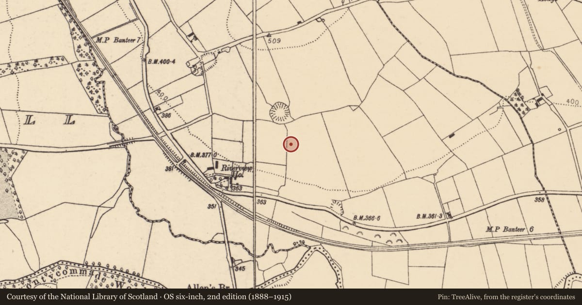 Ordnance Survey six-inch map, 2nd edition (1888–1915) covering the location of Fulacht fia, Garraunawarrig Lower, County Cork, with a pin at the register's coordinates
