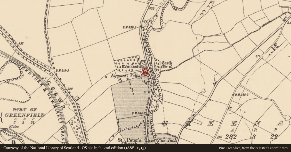 Ordnance Survey six-inch map, 2nd edition (1888–1915) covering the location of Ritual site - holy well, Curragh (Duhallow By., Clonfert Par.), County Cork, with a pin at the register's coordinates