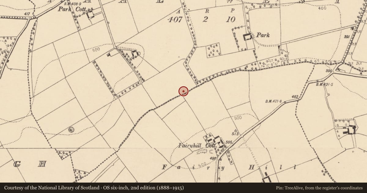 Ordnance Survey six-inch map, 2nd edition (1888–1915) covering the location of Fulacht fia, Paal West, County Cork, with a pin at the register's coordinates