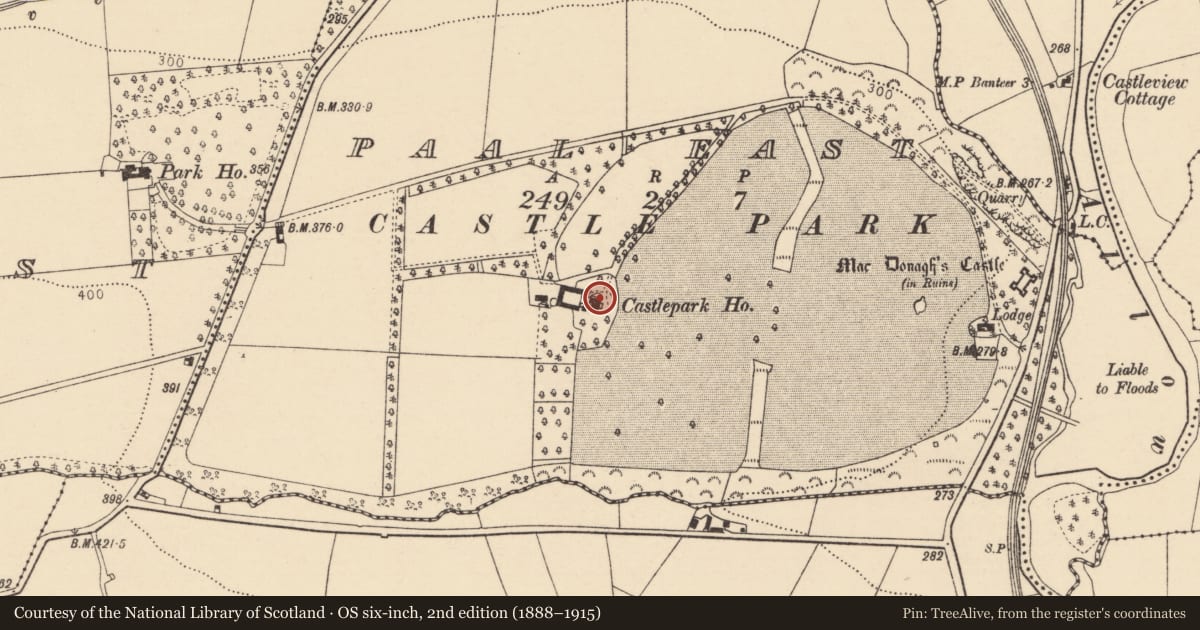 Ordnance Survey six-inch map, 2nd edition (1888–1915) covering the location of Country house, Paal East, County Cork, with a pin at the register's coordinates