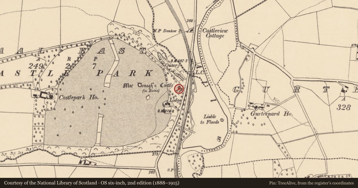 Ordnance Survey six-inch map, 2nd edition (1888–1915) covering the location of House - fortified house, Paal East, County Cork, with a pin at the register's coordinates