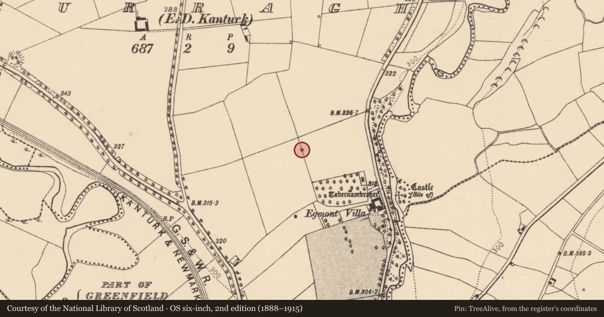 Ordnance Survey six-inch map, 2nd edition (1888–1915) covering the location of Ringfort - rath, Curragh (Duhallow By., Clonfert Par.), County Cork, with a pin at the register's coordinates