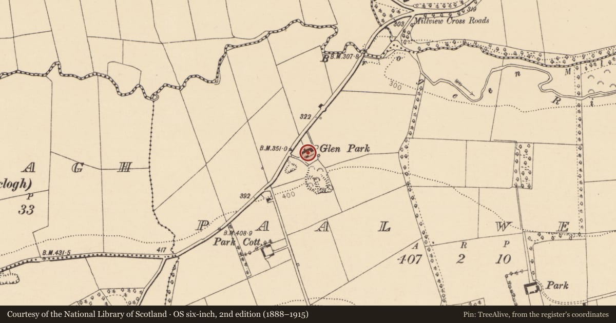 Ordnance Survey six-inch map, 2nd edition (1888–1915) covering the location of Country house, Paal West, County Cork, with a pin at the register's coordinates