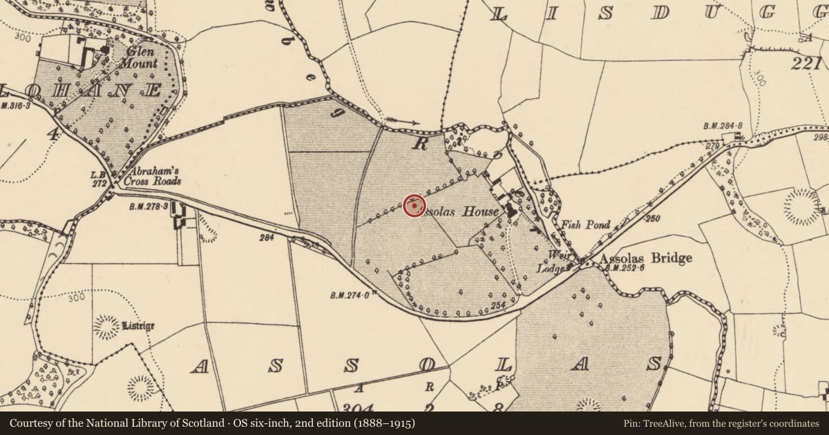 Ordnance Survey six-inch map, 2nd edition (1888–1915) covering the location of Kiln - unclassified, Assolas, County Cork, with a pin at the register's coordinates
