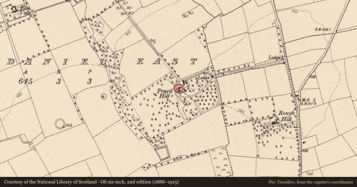 Ordnance Survey six-inch map, 2nd edition (1888–1915) covering the location of Country house, Baltydaniel East, County Cork, with a pin at the register's coordinates