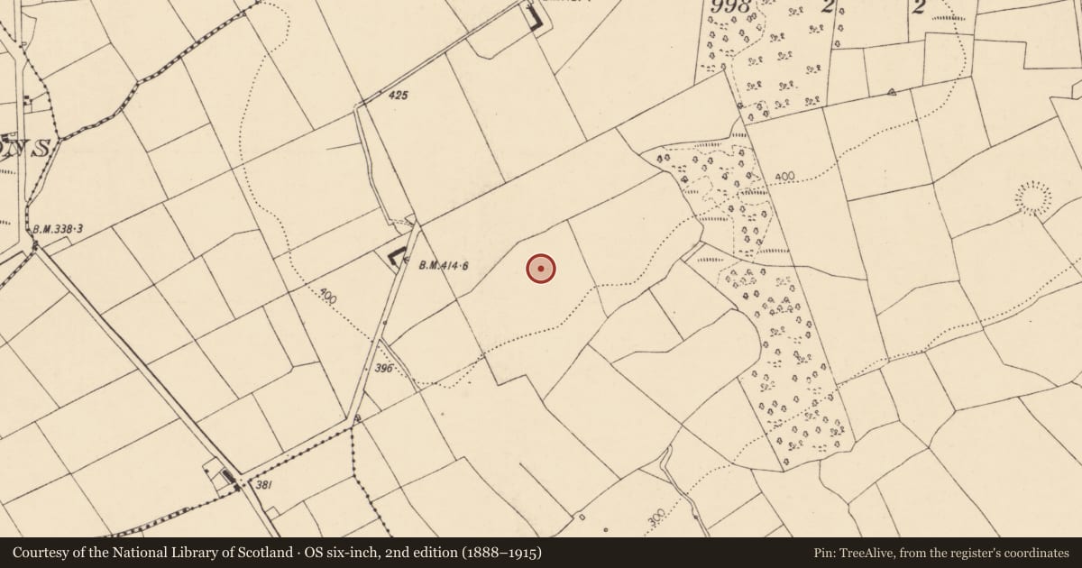 Ordnance Survey six-inch map, 2nd edition (1888–1915) covering the location of Enclosure, Cooldurragha (Fermoy By., Carrigleamleary Par.), County Cork, with a pin at the register's coordinates