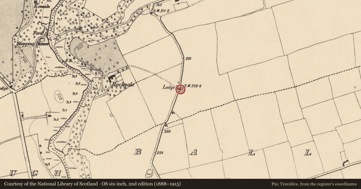 Ordnance Survey six-inch map, 2nd edition (1888–1915) covering the location of Ringfort - rath, Ballydoyle, County Cork, with a pin at the register's coordinates