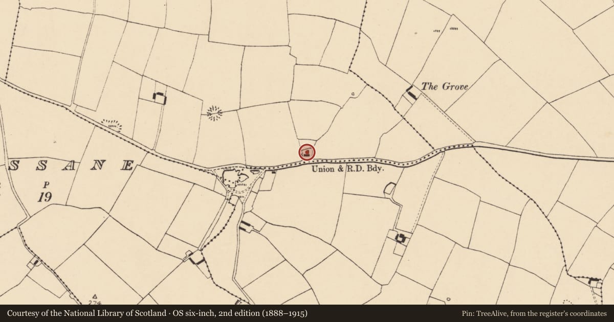 Ordnance Survey six-inch map, 2nd edition (1888–1915) covering the location of House - vernacular house, Rathnacarton, County Cork, with a pin at the register's coordinates