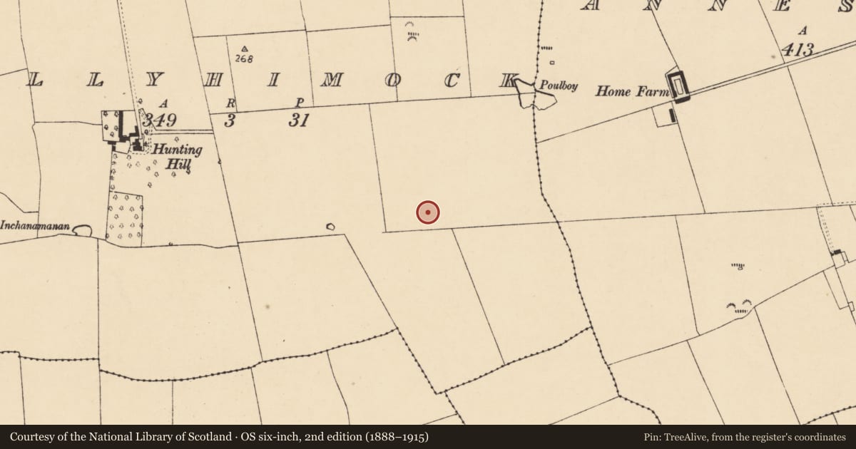 Ordnance Survey six-inch map, 2nd edition (1888–1915) covering the location of Enclosure, Ballyhimock, County Cork, with a pin at the register's coordinates