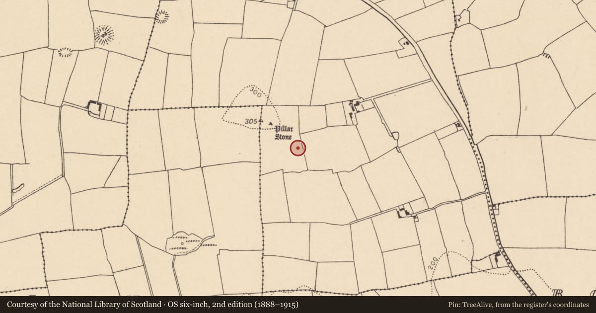 Ordnance Survey six-inch map, 2nd edition (1888–1915) covering the location of Enclosure, Ballylegan, County Cork, with a pin at the register's coordinates