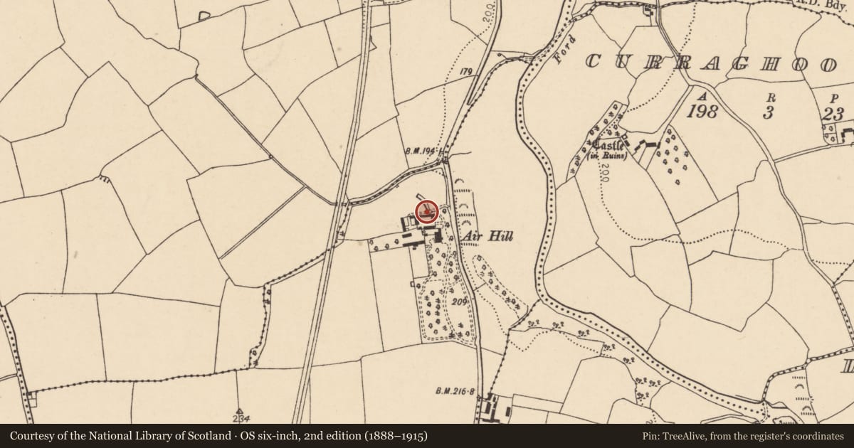 Ordnance Survey six-inch map, 2nd edition (1888–1915) covering the location of Country house, Boherash, County Cork, with a pin at the register's coordinates