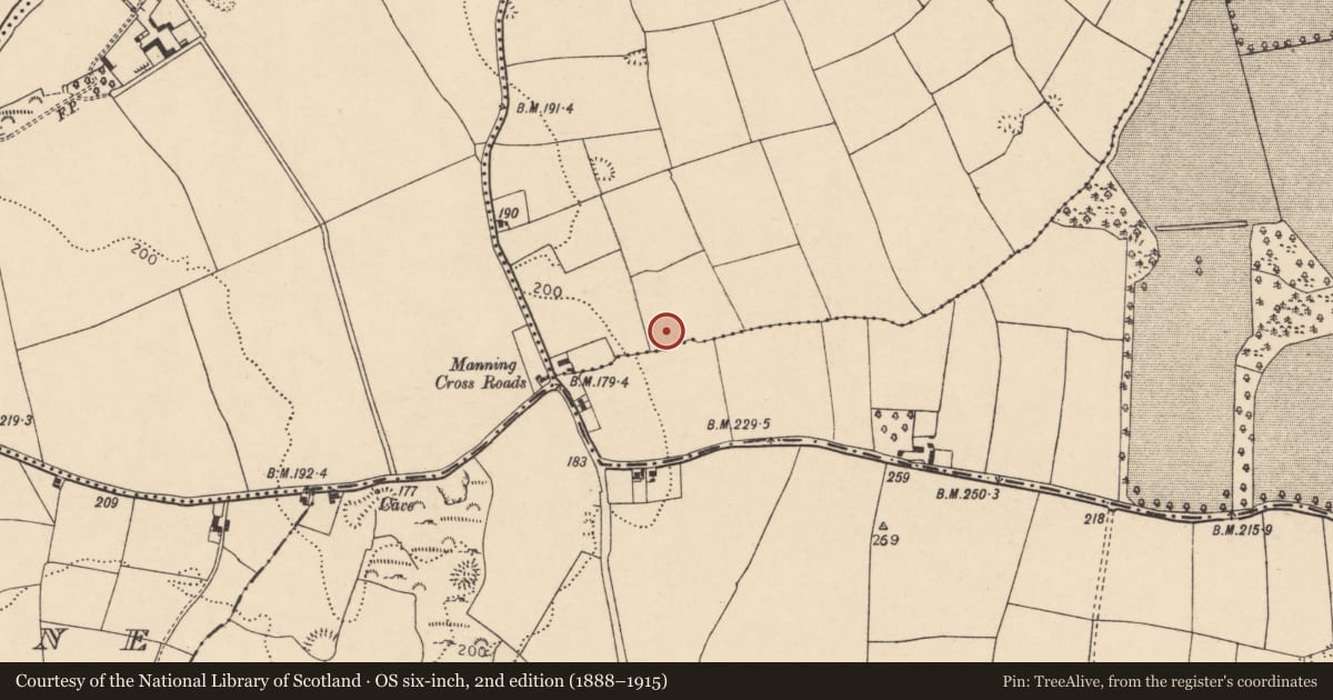 Ordnance Survey six-inch map, 2nd edition (1888–1915) covering the location of Enclosure, Cuppage, County Cork, with a pin at the register's coordinates