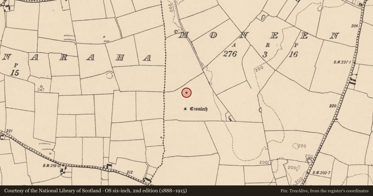 Ordnance Survey six-inch map, 2nd edition (1888–1915) covering the location of Ringfort - rath, Moneen, County Cork, with a pin at the register's coordinates
