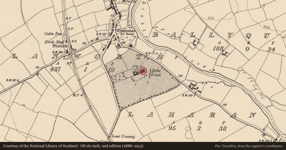 Ordnance Survey six-inch map, 2nd edition (1888–1915) covering the location of Country house, Glanworth, County Cork, with a pin at the register's coordinates