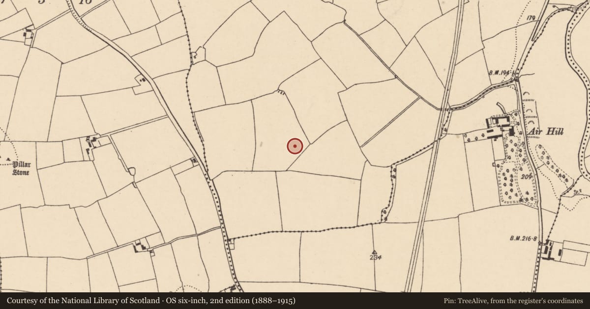 Ordnance Survey six-inch map, 2nd edition (1888–1915) covering the location of Ring-ditch, Ballynamona (Fermoy By., Glanworth Par.), County Cork, with a pin at the register's coordinates