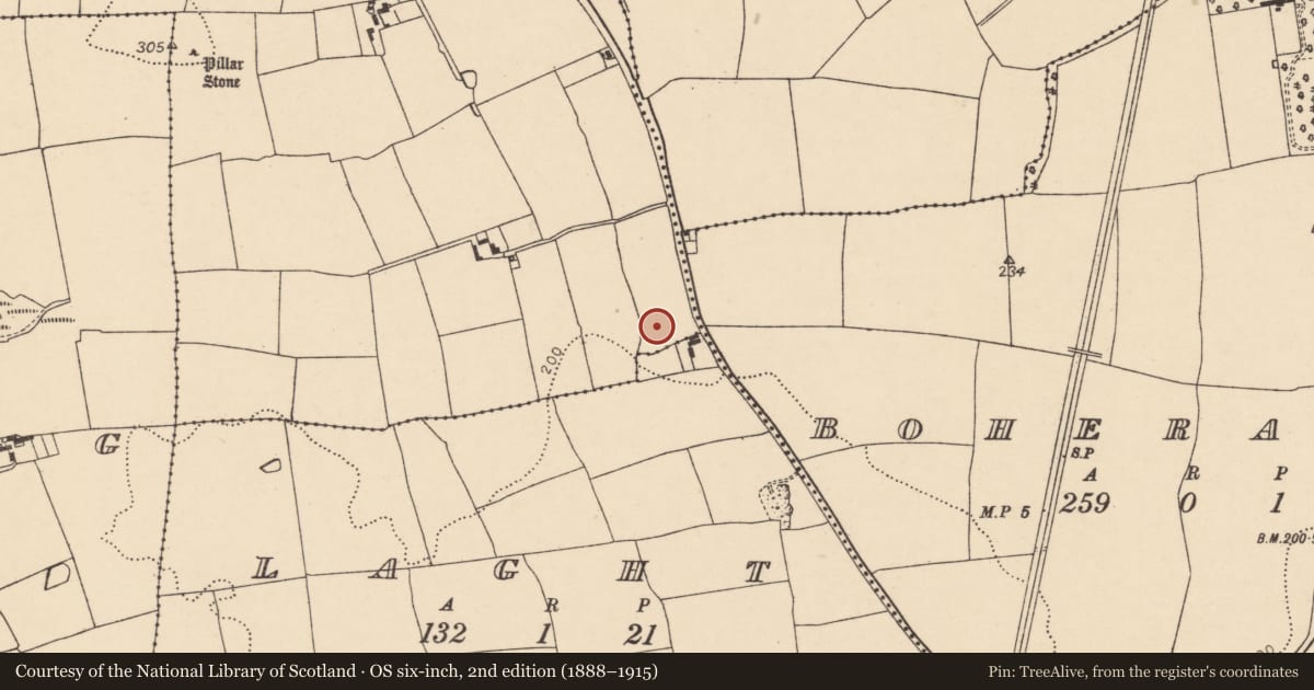 Ordnance Survey six-inch map, 2nd edition (1888–1915) covering the location of Enclosure, Ballylegan, County Cork, with a pin at the register's coordinates