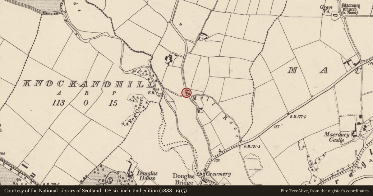 Ordnance Survey six-inch map, 2nd edition (1888–1915) covering the location of House - vernacular house, Kilclogh, County Cork, with a pin at the register's coordinates