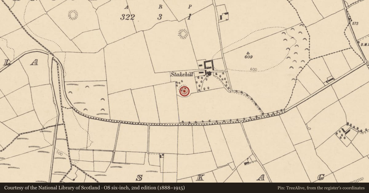 Ordnance Survey six-inch map, 2nd edition (1888–1915) covering the location of Ringfort - rath, Knockastuckane, County Cork, with a pin at the register's coordinates