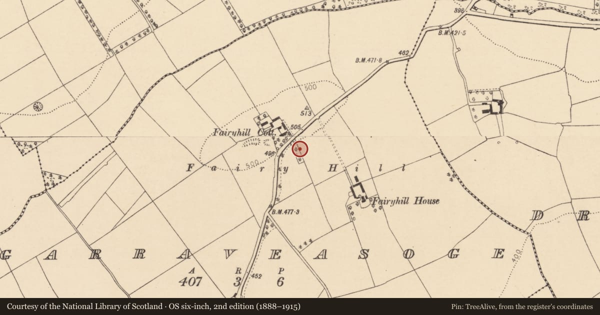 Ordnance Survey six-inch map, 2nd edition (1888–1915) covering the location of Church, Garraveasoge, County Cork, with a pin at the register's coordinates