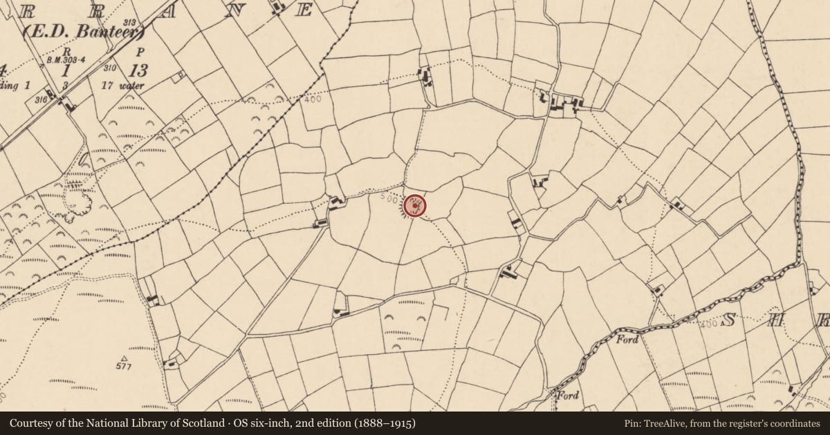 Ordnance Survey six-inch map, 2nd edition (1888–1915) covering the location of Ringfort - rath, Derry, County Cork, with a pin at the register's coordinates