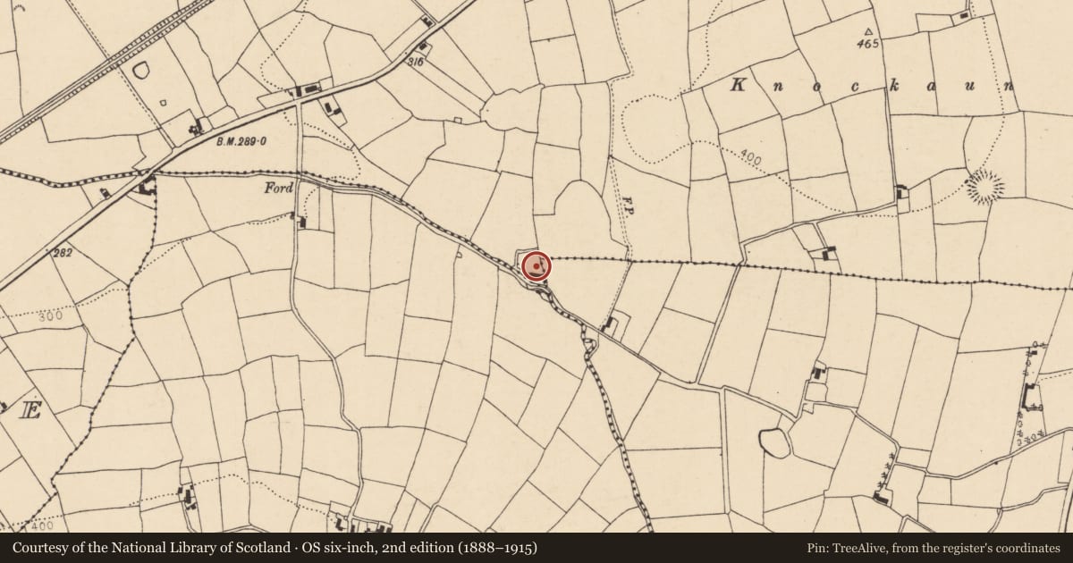 Ordnance Survey six-inch map, 2nd edition (1888–1915) covering the location of House - vernacular house, Banteer, County Cork, with a pin at the register's coordinates