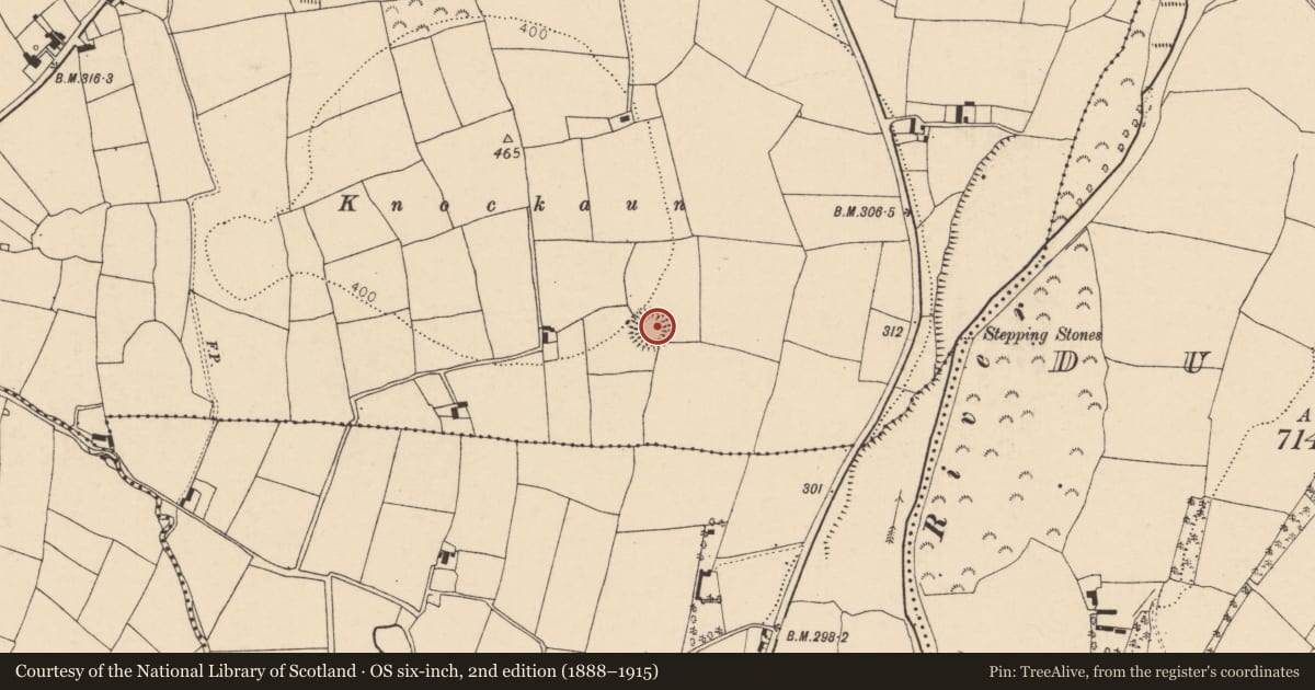 Ordnance Survey six-inch map, 2nd edition (1888–1915) covering the location of Ringfort - rath, Banteer, County Cork, with a pin at the register's coordinates