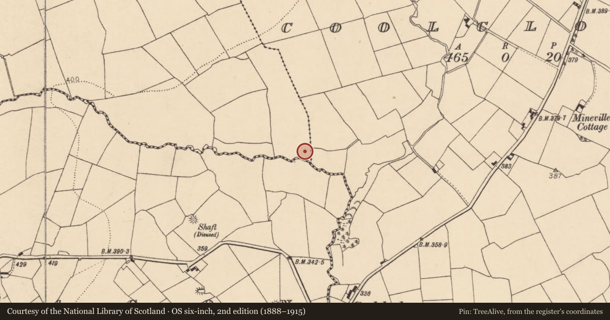 Ordnance Survey six-inch map, 2nd edition (1888–1915) covering the location of Fulacht fia, Knockardrahan, County Cork, with a pin at the register's coordinates
