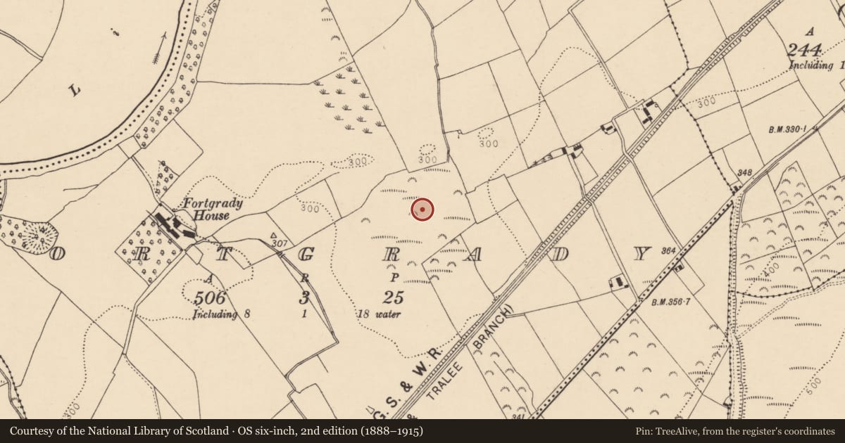 Ordnance Survey six-inch map, 2nd edition (1888–1915) covering the location of Battlefield, County Cork, with a pin at the register's coordinates