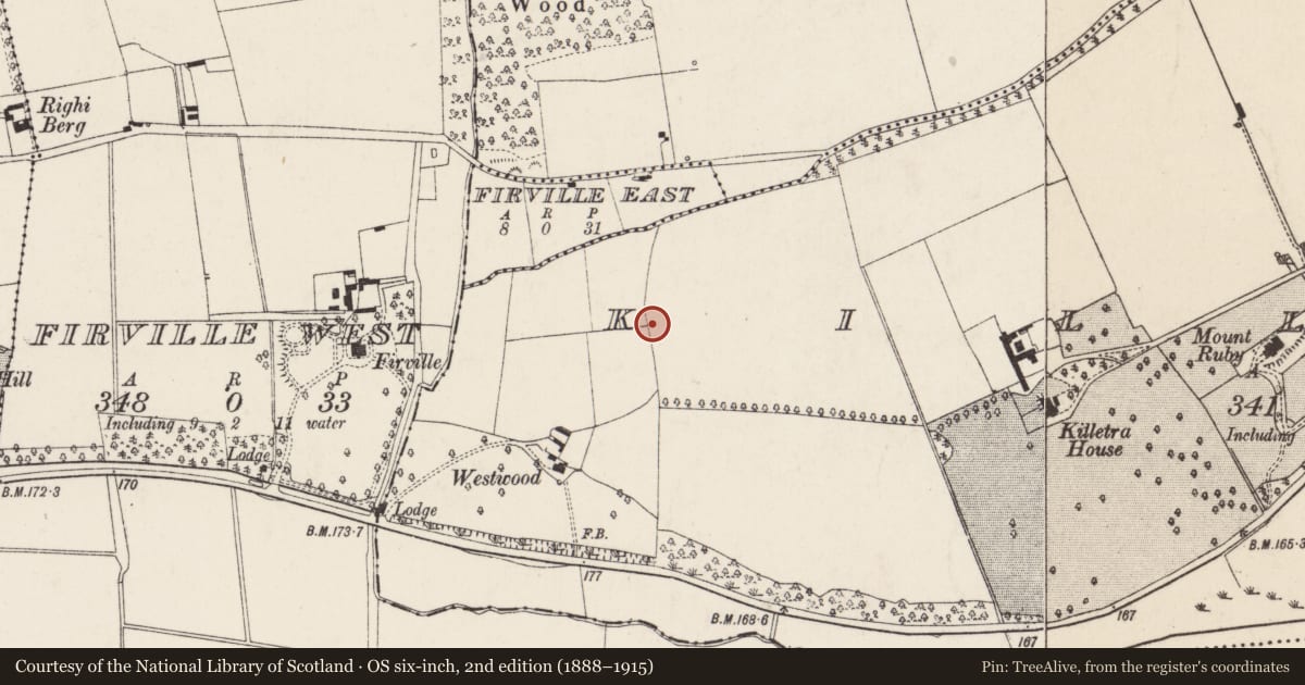 Ordnance Survey six-inch map, 2nd edition (1888–1915) covering the location of Enclosure, Killetra, County Cork, with a pin at the register's coordinates