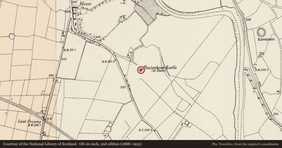 Ordnance Survey six-inch map, 2nd edition (1888–1915) covering the location of Castle - unclassified, Gortmore, County Cork, with a pin at the register's coordinates