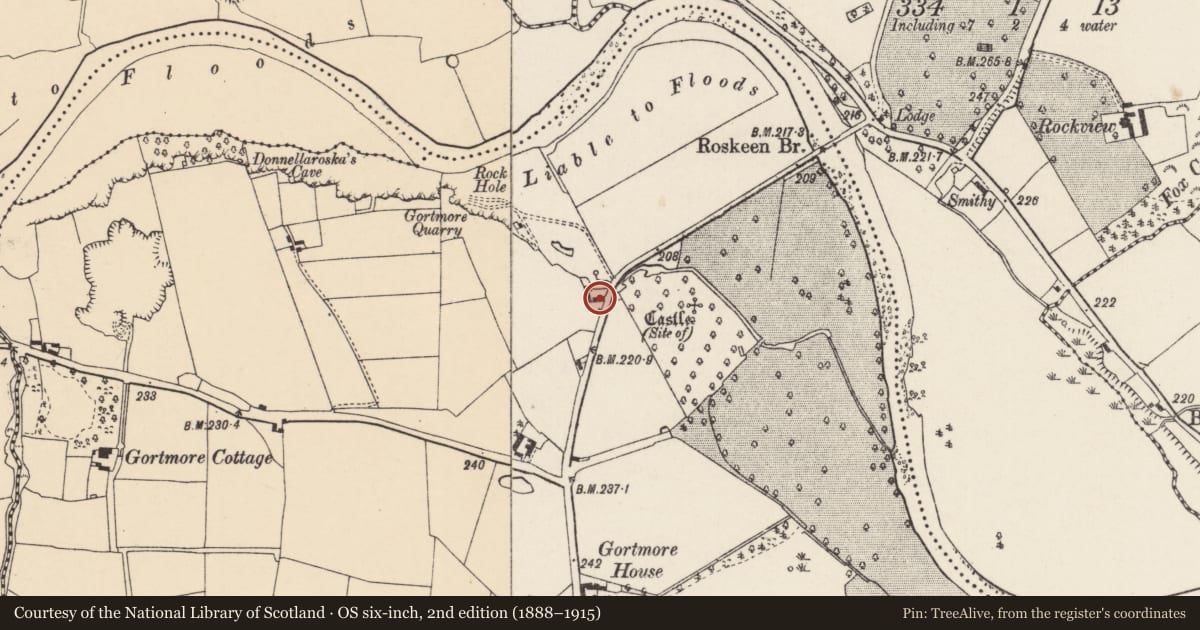 Ordnance Survey six-inch map, 2nd edition (1888–1915) covering the location of House - vernacular house, Gortmore, County Cork, with a pin at the register's coordinates